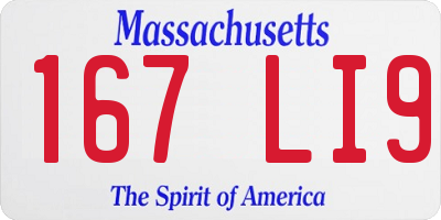 MA license plate 167LI9
