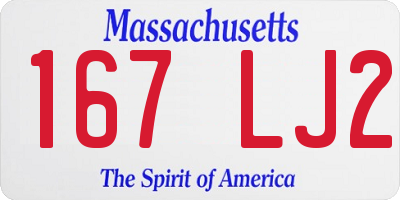 MA license plate 167LJ2