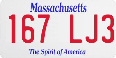 MA license plate 167LJ3