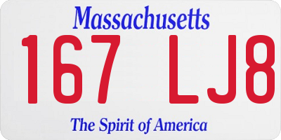 MA license plate 167LJ8