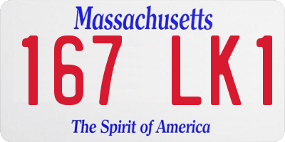 MA license plate 167LK1