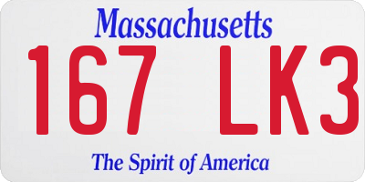 MA license plate 167LK3