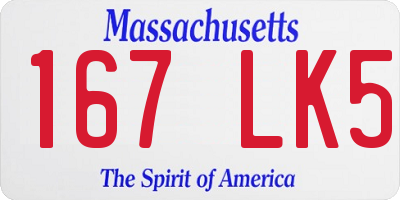 MA license plate 167LK5