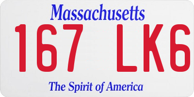 MA license plate 167LK6
