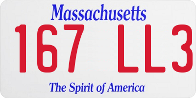 MA license plate 167LL3