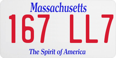 MA license plate 167LL7