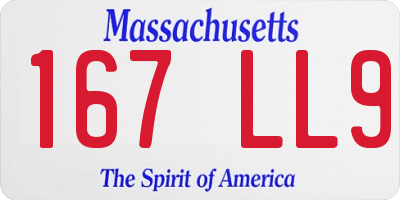 MA license plate 167LL9