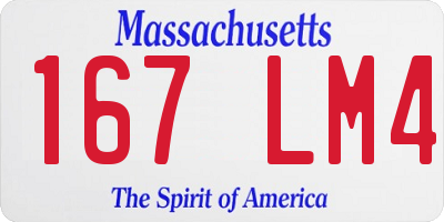 MA license plate 167LM4