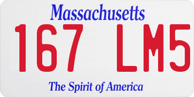MA license plate 167LM5