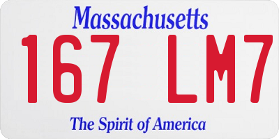 MA license plate 167LM7
