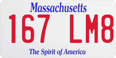 MA license plate 167LM8