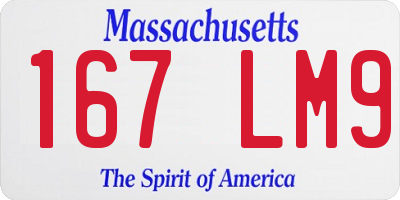 MA license plate 167LM9