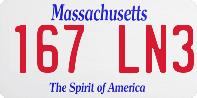 MA license plate 167LN3