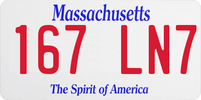 MA license plate 167LN7