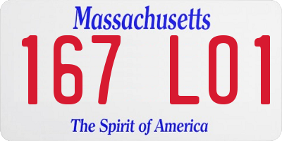 MA license plate 167LO1