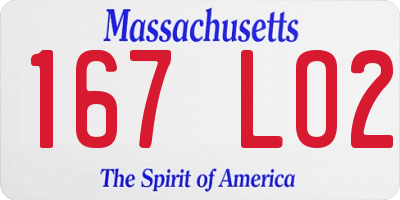 MA license plate 167LO2