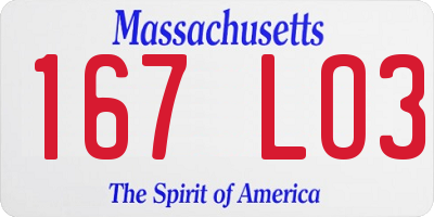 MA license plate 167LO3