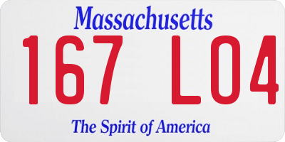 MA license plate 167LO4