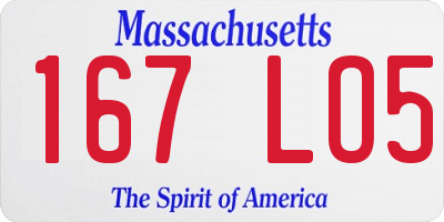 MA license plate 167LO5