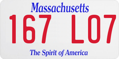 MA license plate 167LO7
