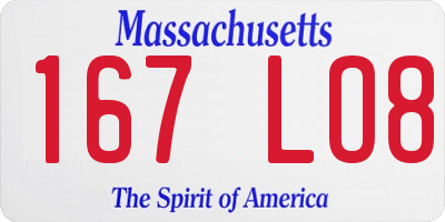 MA license plate 167LO8