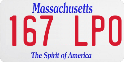 MA license plate 167LP0