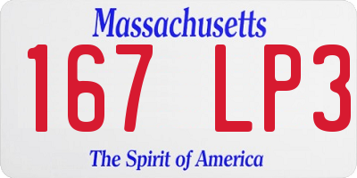 MA license plate 167LP3