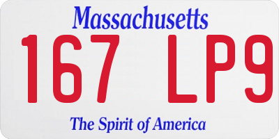 MA license plate 167LP9