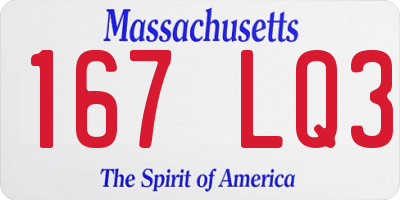 MA license plate 167LQ3