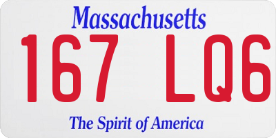 MA license plate 167LQ6