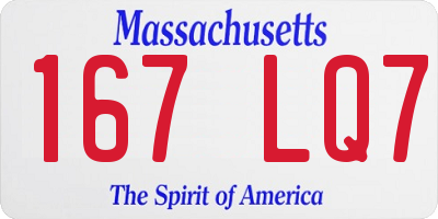 MA license plate 167LQ7