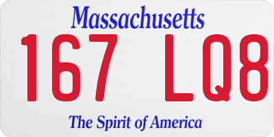 MA license plate 167LQ8