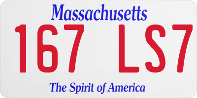 MA license plate 167LS7