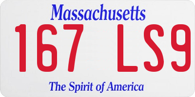 MA license plate 167LS9