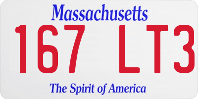 MA license plate 167LT3