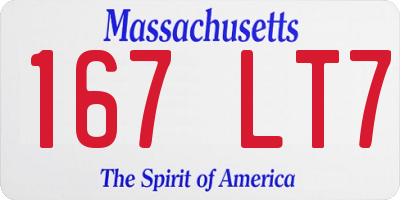 MA license plate 167LT7