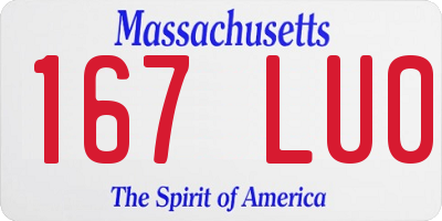 MA license plate 167LU0