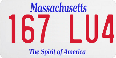 MA license plate 167LU4
