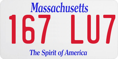MA license plate 167LU7