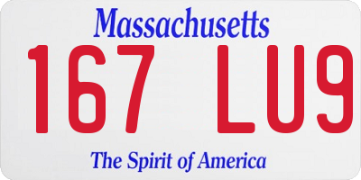MA license plate 167LU9