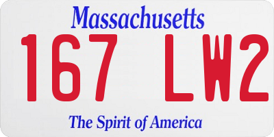 MA license plate 167LW2