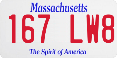 MA license plate 167LW8