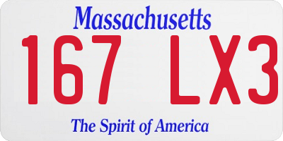 MA license plate 167LX3