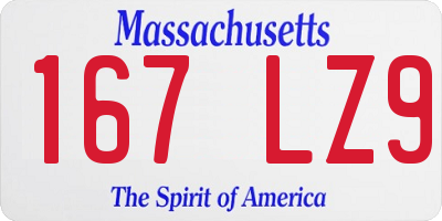 MA license plate 167LZ9