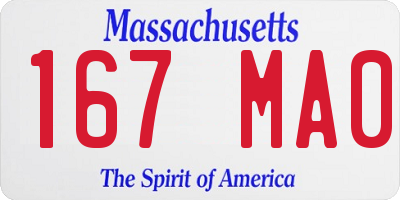 MA license plate 167MA0