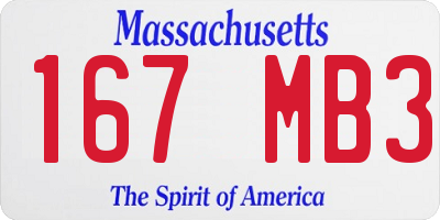 MA license plate 167MB3