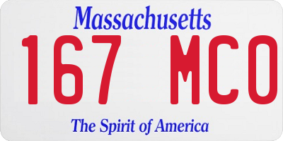MA license plate 167MC0