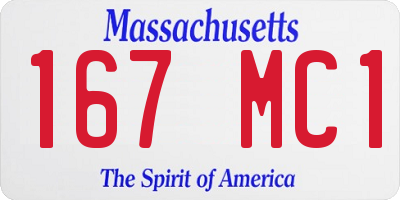 MA license plate 167MC1