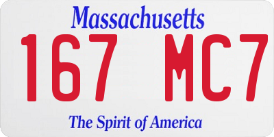 MA license plate 167MC7