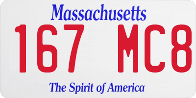 MA license plate 167MC8